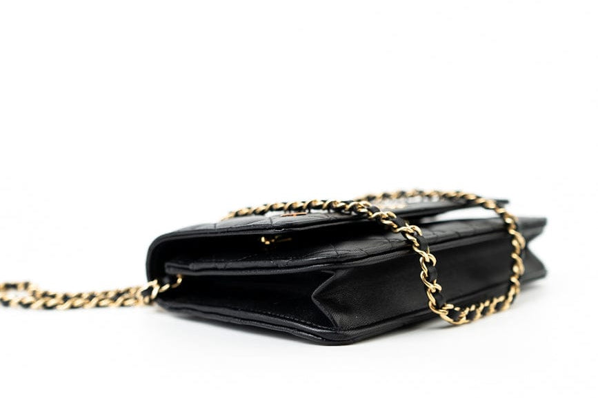 CHANEL Handbag 23C Black Lambskin Quilted Cruise Heart Wallet on Chain (WOC) LGHW - Redeluxe
