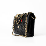 CHANEL Handbag 23C Black Lambskin Quilted Cruise Heart Wallet on Chain (WOC) LGHW - Redeluxe