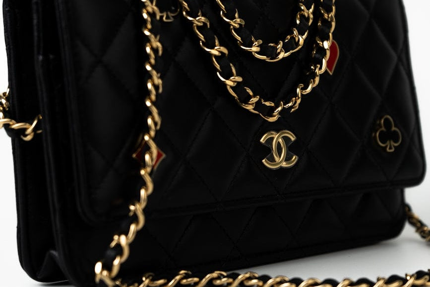 CHANEL Handbag 23C Black Lambskin Quilted Cruise Heart Wallet on Chain (WOC) LGHW - Redeluxe