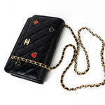 CHANEL Handbag 23C Black Lambskin Quilted Cruise Heart Wallet on Chain (WOC) LGHW - Redeluxe