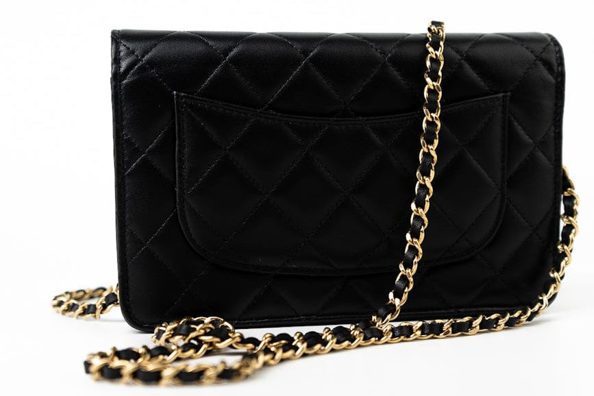 CHANEL Handbag 23C Black Lambskin Quilted Cruise Heart Wallet on Chain (WOC) LGHW - Redeluxe