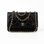 CHANEL Handbag 23C Black Lambskin Quilted Cruise Heart Wallet on Chain (WOC) LGHW - Redeluxe