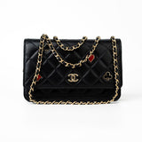 CHANEL Handbag 23C Black Lambskin Quilted Cruise Heart Wallet on Chain (WOC) LGHW - Redeluxe