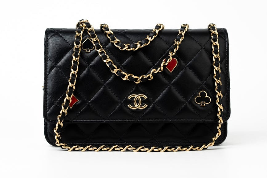 CHANEL Handbag 23C Black Lambskin Quilted Cruise Heart Wallet on Chain (WOC) LGHW - Redeluxe