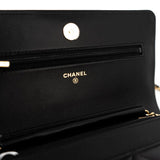 CHANEL Handbag 23C Black Lambskin Quilted Cruise Heart Wallet on Chain (WOC) LGHW - Redeluxe