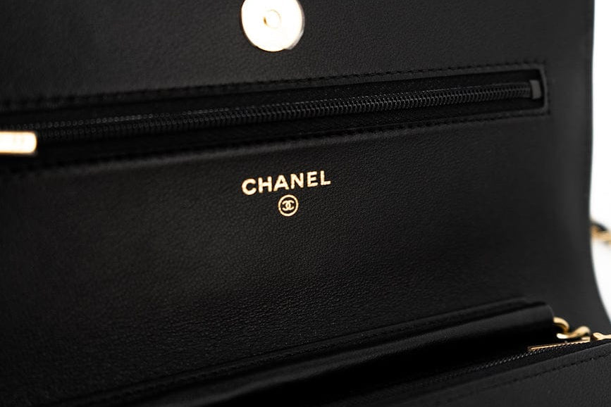 CHANEL Handbag 23C Black Lambskin Quilted Cruise Heart Wallet on Chain (WOC) LGHW - Redeluxe