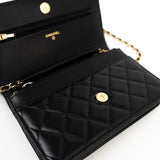 CHANEL Handbag 23C Black Lambskin Quilted Cruise Heart Wallet on Chain (WOC) LGHW - Redeluxe