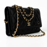 CHANEL Handbag 23C Black Lambskin Quilted Cruise Heart Wallet on Chain (WOC) LGHW - Redeluxe