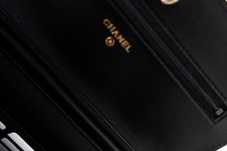 CHANEL Handbag 23C Black Lambskin Quilted Cruise Heart Wallet on Chain (WOC) LGHW - Redeluxe