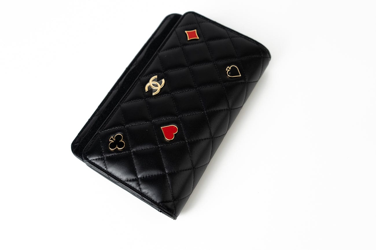 CHANEL Handbag 23C Black Lambskin Quilted Cruise Heart Wallet on Chain (WOC) LGHW - Redeluxe