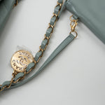 CHANEL Handbag 23C Small Grey green Calfskin Quilted 22 Drawstring Bag - Redeluxe