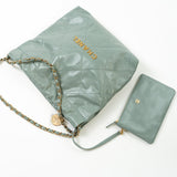 CHANEL Handbag 23C Small Grey green Calfskin Quilted 22 Drawstring Bag - Redeluxe