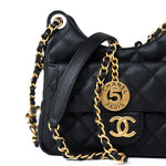 CHANEL Handbag 23P Black Caviar Quilted Hobo Bag Small Antique Gold Hardware - Redeluxe