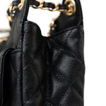 CHANEL Handbag 23P Black Caviar Quilted Hobo Bag Small Antique Gold Hardware - Redeluxe