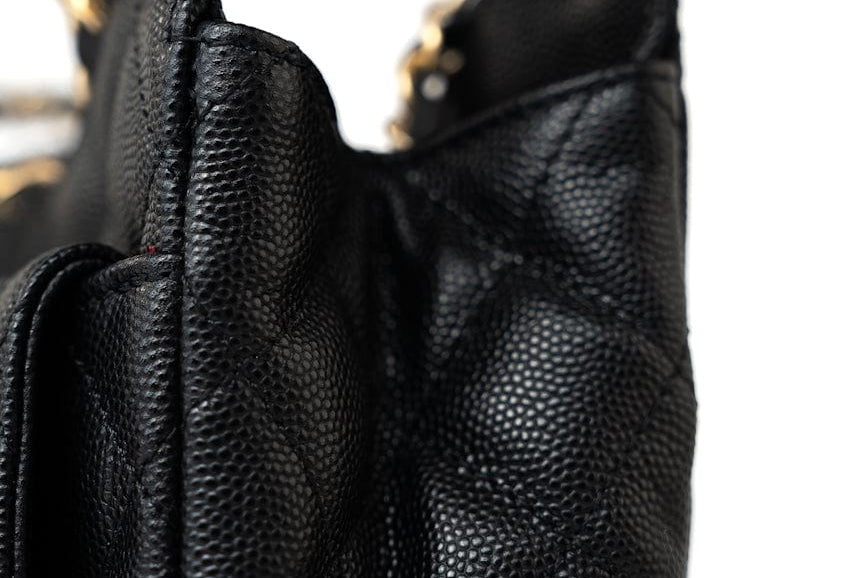 CHANEL Handbag 23P Black Caviar Quilted Hobo Bag Small Antique Gold Hardware - Redeluxe