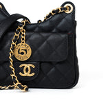 CHANEL Handbag 23P Black Caviar Quilted Hobo Bag Small Antique Gold Hardware - Redeluxe