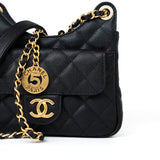 CHANEL Handbag 23P Black Caviar Quilted Hobo Bag Small Antique Gold Hardware - Redeluxe