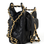 CHANEL Handbag 23P Black Caviar Quilted Hobo Bag Small Antique Gold Hardware - Redeluxe