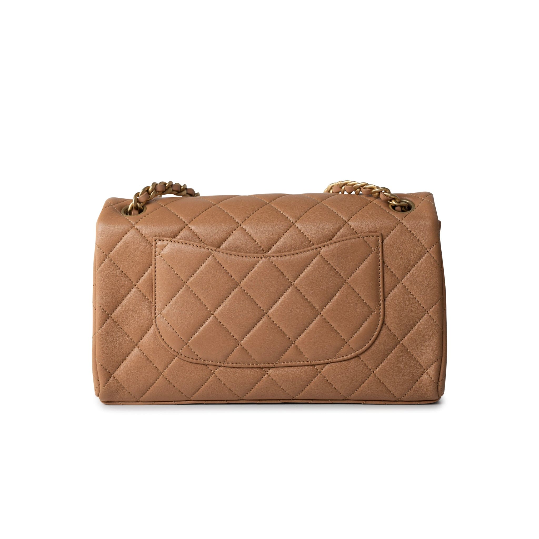 23P Caramel Quilted Chanel Chain Single Flap Bag Antique Gold
