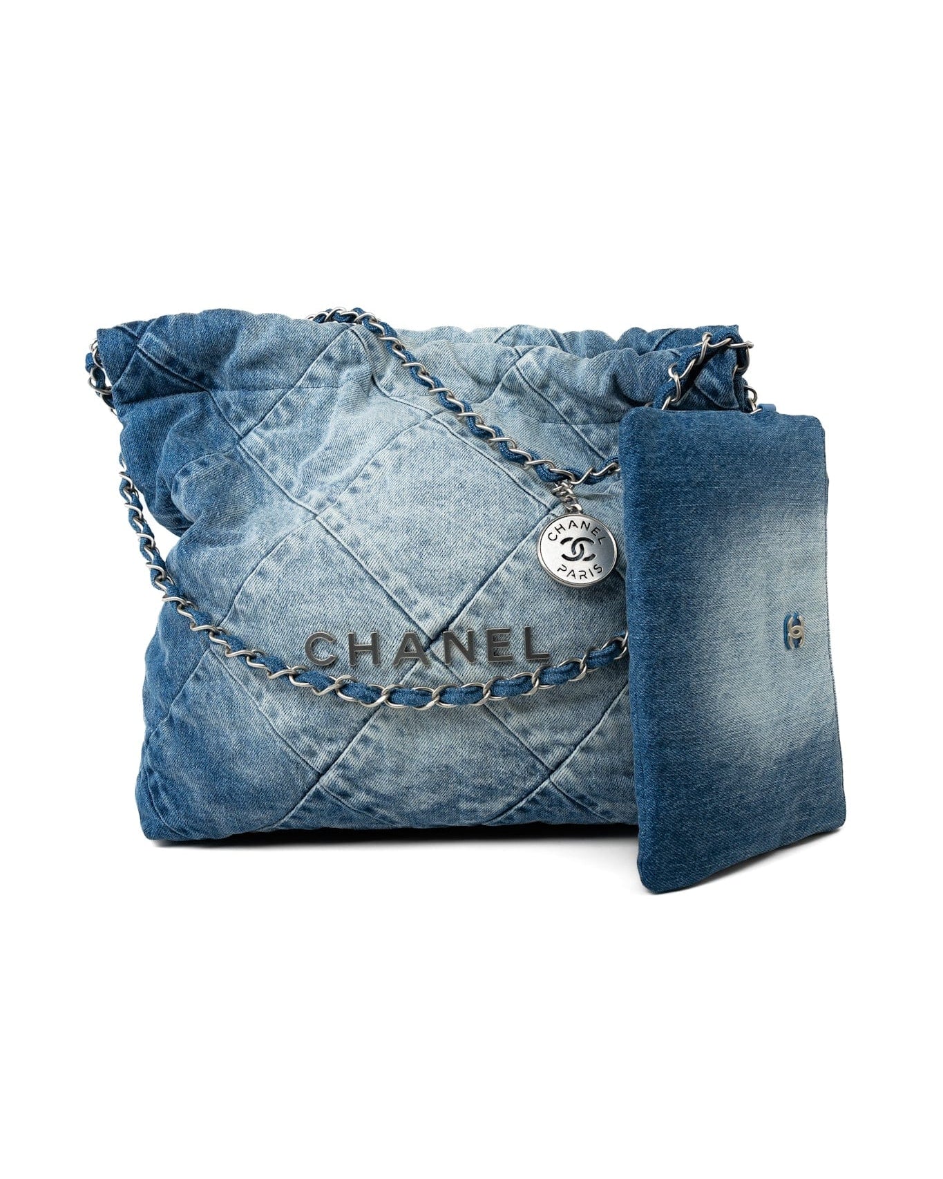 CHANEL Handbag 23P Denim Quilted 22 Small Drawstring Bag - Redeluxe