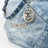CHANEL Handbag 23P Denim Quilted 22 Small Drawstring Bag - Redeluxe