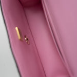 CHANEL Handbag 23P Mini Top Handle Black/Pink Lambskin Quilted w/ Light Gold Hardware - Redeluxe