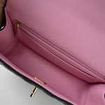 CHANEL Handbag 23P Mini Top Handle Black/Pink Lambskin Quilted w/ Light Gold Hardware - Redeluxe