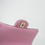 CHANEL Handbag 23P Mini Top Handle Black/Pink Lambskin Quilted w/ Light Gold Hardware - Redeluxe