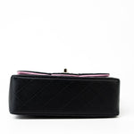 CHANEL Handbag 23P Mini Top Handle Black/Pink Lambskin Quilted w/ Light Gold Hardware - Redeluxe