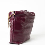 CHANEL Handbag 23S Mini 22 Drawstring Bag Burgundy Calfskin Quilted AGHW - Redeluxe