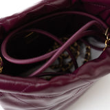 CHANEL Handbag 23S Mini 22 Drawstring Bag Burgundy Calfskin Quilted AGHW - Redeluxe