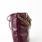 CHANEL Handbag 23S Mini 22 Drawstring Bag Burgundy Calfskin Quilted AGHW - Redeluxe