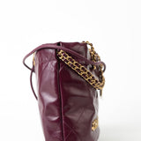 CHANEL Handbag 23S Mini 22 Drawstring Bag Burgundy Calfskin Quilted AGHW - Redeluxe