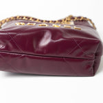CHANEL Handbag 23S Mini 22 Drawstring Bag Burgundy Calfskin Quilted AGHW - Redeluxe