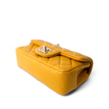 CHANEL Handbag Autumn Yellow Lambskin Quilted Extra Mini Rectangular Flap Silver Hardware - Redeluxe