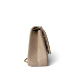 CHANEL Handbag Beige 15P Beige Crumpled Calfskin Quilted Reissue 2.55 Flap 227 Aged Gold Hardware - Redeluxe