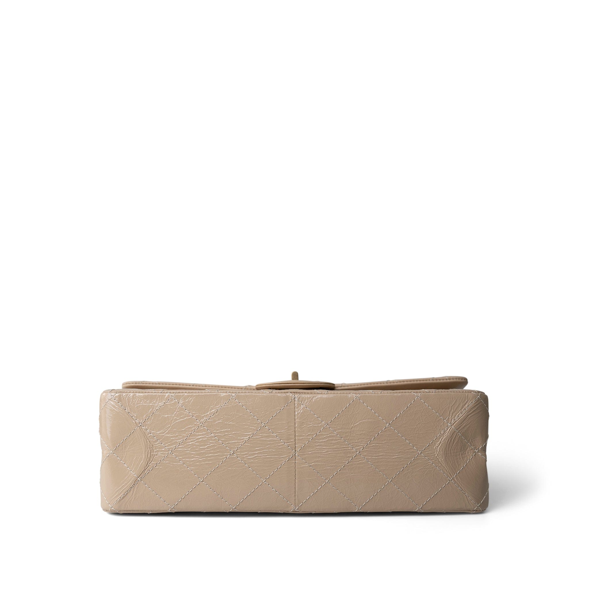 CHANEL Handbag Beige 15P Beige Crumpled Calfskin Quilted Reissue 2.55 Flap 227 Aged Gold Hardware - Redeluxe