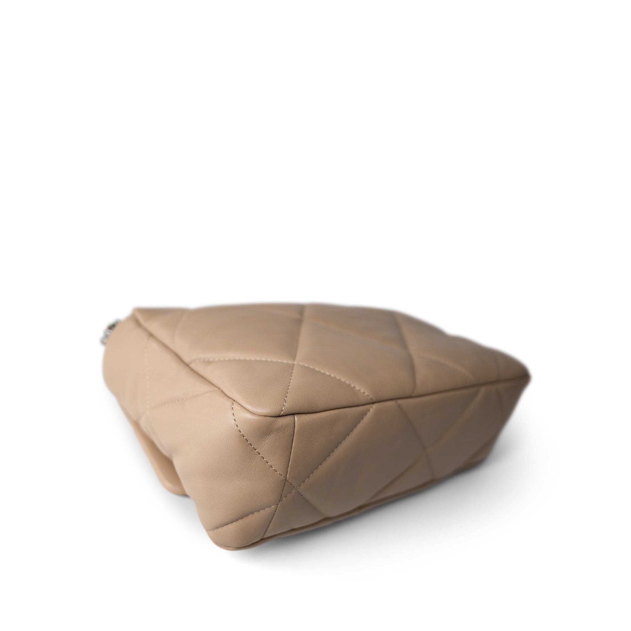 21S Dark Beige Lambskin Quilted 19 Flap Medium Large REDELUXE