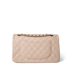 CHANEL Handbag Beige 22C Beige Caviar Quilted Medium Classic Flap Light Gold Hardware - Redeluxe