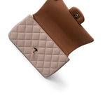 CHANEL Handbag Beige 22C Light Beige / Beige Lambskin Quilted Mini Top Handle Light Gold Hardware - Redeluxe