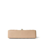 CHANEL Handbag Beige Beige Clair Caviar Quilted Classic Flap Medium Gold Hardware - Redeluxe
