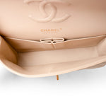CHANEL Handbag Beige Beige Clair Caviar Quilted Classic Flap Medium Gold Hardware - Redeluxe