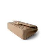 CHANEL Handbag Beige Beige Clair Lambskin Quilted Classic Flap Medium Gold Hardware - Redeluxe