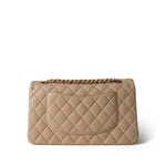 CHANEL Handbag Beige Beige Clair Lambskin Quilted Classic Flap Medium Gold Hardware - Redeluxe