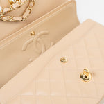 CHANEL Handbag Beige Clair Caviar Quilted Classic Double Flap Medium Gold Hardware - Redeluxe