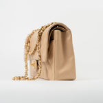 CHANEL Handbag Beige Clair Caviar Quilted Classic Double Flap Medium Gold Hardware - Redeluxe