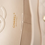 CHANEL Handbag Beige Clair Caviar Quilted Classic Double Flap Medium Gold Hardware - Redeluxe
