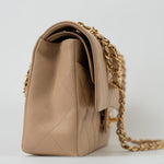 CHANEL Handbag Beige Clair Caviar Quilted Classic Double Flap Medium Gold Hardware - Redeluxe