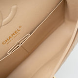 CHANEL Handbag Beige Clair Caviar Quilted Classic Double Flap Medium Gold Hardware - Redeluxe