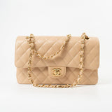 CHANEL Handbag Beige Clair Caviar Quilted Classic Double Flap Medium Gold Hardware - Redeluxe